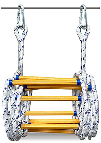 PHONME 3m 5m 8m 10m 15m 20m Strickleiter Feuerleiter Fluchtleiter Rettungsleiter Notleiter Mehrzweckleiter Feuerleiter Tragfähigkeit bis zu 420 kg mit Haken Für Feuerleitern Und Balk(Size:10m)