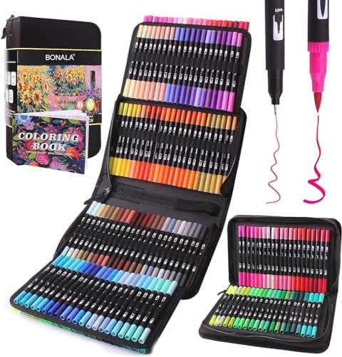 Bonala Brush Pen Set, 132 Doppelspitze Pinselstifte Filzstifte für Erwachsene für Kalligraphie Malen, Skizzieren, Malen für Erwachsene – Geschenk für Kinder