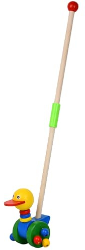 YILANJIN Schiebespielzeug Ente, Holz Lauflernspielzeug mit bewegl. Kopf für 1 Jahr