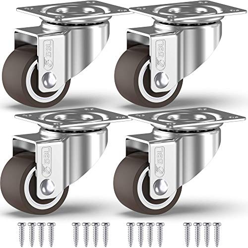 GBL 4x Möbelrollen klein ohne Bremse - Schwerlast Rollen für Möbel - 25mm x 40kg Schwerlastrollen mit Schrauben - Lenkrollen klein - Transportrollen Laufrollen