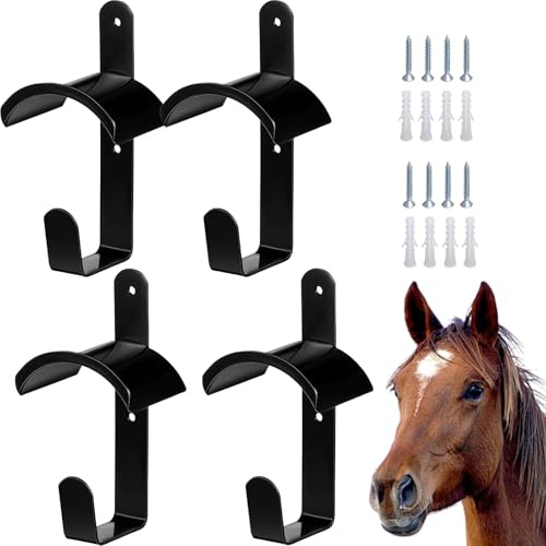 STFALI 4 stück Trensenhalter Pferd, Sattelhalter Pferd mit Rostschutz Beschichtung, Haken Pferd Tack, Metall Trensenhalter für Pferde, Reitstall, Sattelkammer