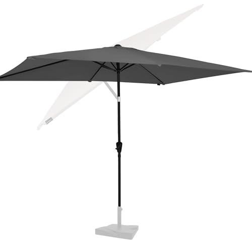 VONROC Sonnenschirm rechteckig 200x300 - Rechteckiger Sonnenschirm für Terasse, Garten, Balkon, Gastro - Knickbar, Kurbel, Wetterfest - Rapallo (Grau)