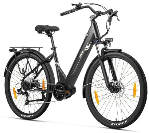 Touroll Urbano 3 27,5'' City E-Bike mit 70N.M Mittelmotor und 36V 13Ah Akku Pedelec Cityräder Elektrofahrrad, Max Geschwindigkeit 25km/h Max Reichweite 120km, Erwachsene Herren Damen Ebike