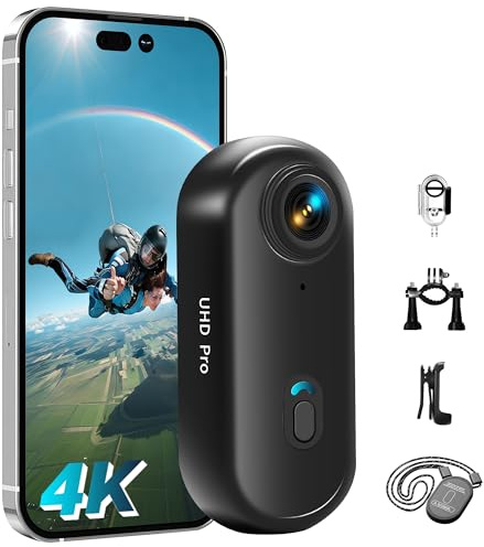 Tiantianle Action Cam 4K und 16 GB Speicherkarte Mini Unterwasserkamera Wasserdicht bis 30M, 360° Helmkamera Fahrrad,Freihand-POVs,Bodycam Körperkamera, Actionkamera, Kleine Kamera