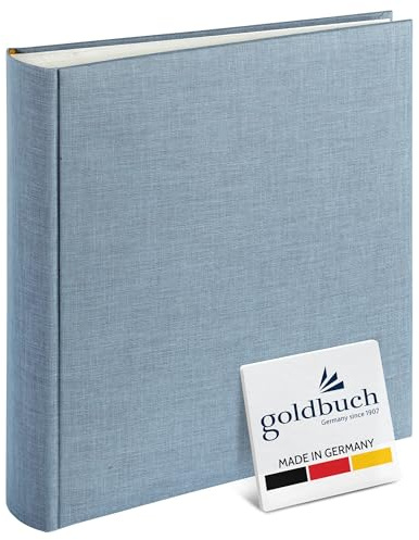 goldbuch 31607 Fotoalbum Summertime Trend 2, Fotobuch mit 100 weißen Seiten mit Pergamin Trennblätter, Foto Album mit Leinen Einband, bis zu 600 Bilder, Hochwertiges Papier, Blau / Grau, 30 x 31 cm
