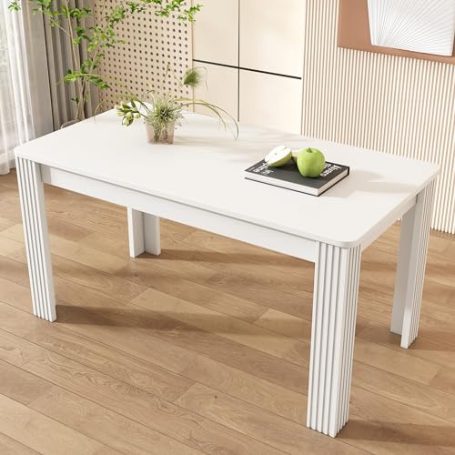 Merax Esstisch Holz, Rechteckiger Esszimmertische, Modern Küchentisch für Wohnzimmer und Esszimmer, 116L x 65B x 75H cm, Weiß