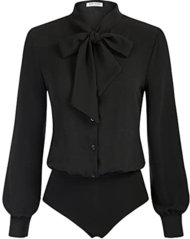 Kate Kasin Damen Blusenbody Elegant V-Ausschnitt Langarm Blusen Casual Business Outfit Blusen Tops