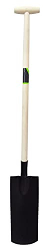 pokm toolsmarket - Gartenspaten Drainagespaten mit 100cm Holzstiel und T-Griff, Kanalspaten Kabelspaten Bauspaten Trittschutz, ideal für Drainage- und Pflanzarbeiten SD3