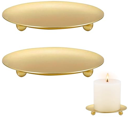 ALLAVA 2 Stück Kerzenhalter Stumpenkerzen, Kerzenständer Gold, Kerzenhalter Metall für Tischdekoration, Hochzeit, Gebet, Familie Party und Dekoration