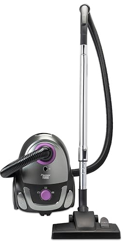 Bestron Staubsauger mit Beutel, Bodenstaubsauger inkl. 3 Staubsaugerbeutel, 94cm Teleskopstange & umschaltbarer Bodendüse, 7.5m Aktionsradius, auswaschbarer HEPA12 & Mikrofilter, Farbe: Lila/Silber