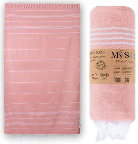 MyStilo® XXL Saunahandtuch Hamamtuch - Großes, Weiches Badetuch 100x200cm, Schnelltrocknend - Premium Strandtuch, Beach Towel, Handtuch für Männer, Frauen, Yoga und Fitness (Lachse)