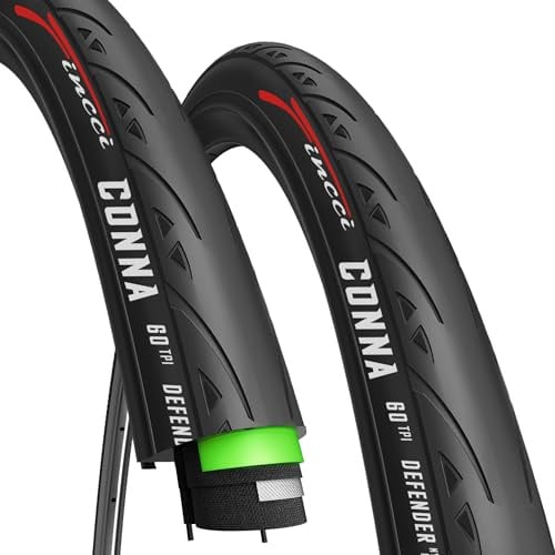 Fincci Rennrad Reifen 700x25c - Paar Fahrradreifen 28 Zoll mit 3 mm Nylon LVL3 Pannenschutz 60 TPI - Slick Langlebiger Fahrradmantel 25-622 für Gravel Bike, E Bike, Tourenräder, Hybrid Fahrrad