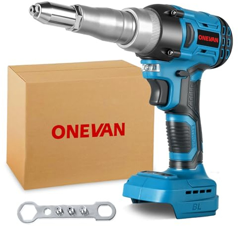 ONEVAN Akku Nietzange Kompatibel mit Makita 18V, Bürstenlose Popnietenzange | Hub 18mm, für 2.4-5.0 mm Blindnieten, 20,000N, ohne Batterien, Automatischer Nietpistole, [Autoreparatur] [Heimwerker]