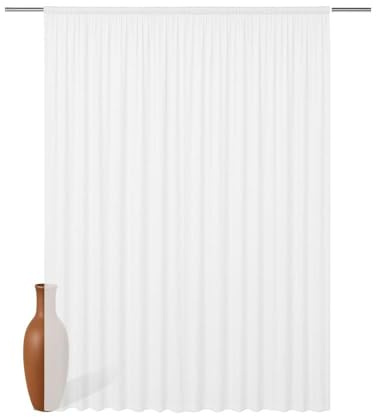 Vorhang 300x145 mit Kräuselband für Schienen, transparente moderne Gardinen | XXL Schiebegardinen Langstore Voile für Wohnzimmer, Balkontür