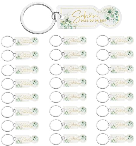 BMYUK 24 Einkaufwagenlöser Schlüsselanhänger Acryl Einkaufswagenchip Schlüsselanhängers zumZerlegen von Einkaufswagen für Partygeschenke Abschluss Hochzeit DankeGäste (Schön, Dass du Da Bist)