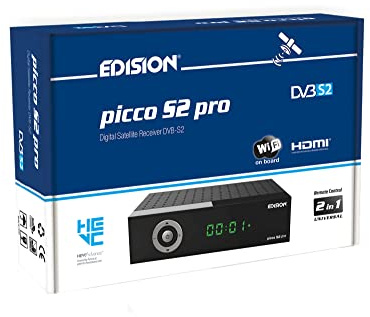 EDISION Picco S2 pro Full HD Satelliten Receiver FTA, (DVB-S2 | ARD & ZDF SD Abschaltung tauglich) Unicable tauglich, 2in1 RCU, WiFi, HDTV, HDMI, S/PDIF, IR, Vorinstallierte deutsche Programmliste