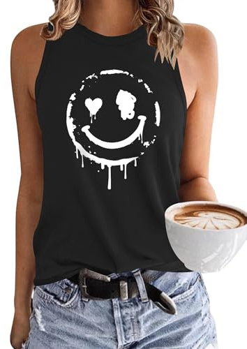 PLMOKEN Ärmellos Tank Top Damen - Sommer Vest Rundhals Oberteile Blusentop Elegantes Top