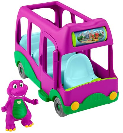 Fisher-Price Barneys Welt Abenteuerbus & Barney Figur | Vorschulspielzeug, Schiebefahrzeug & Barney Figur für Rollenspiele, ab 3 Jahren, HYG95