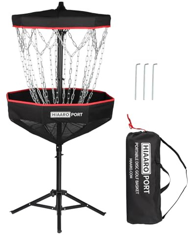 PDGA-zugelassener HIAARO tragbarer Disc-Golf-Korb mit 16 robusten Ketten, faltbares Disc-Golf-Target mit Tragetasche für das Training