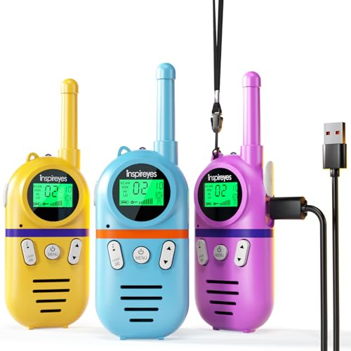 Inspireyes Walkie Talkie Kinder Aufladbar, 48 Stunden Arbeitszeit, 8 Kanäle 2-Wege-Radio, Geschenke für Kinder Jungen Mädchen, Outdoor Wandern Camping, Spielzeug 3-12 Jahre