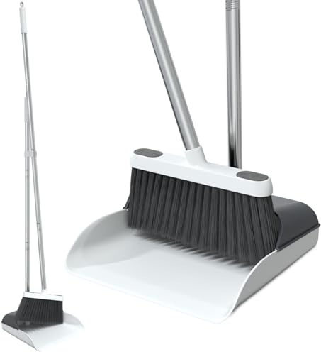 TreeLen Besen mit Kehrschaufel-Kombinations-Set Indoor, 50 Langer Griffbesen, stehende Kehrschaufel für Haushalt, Lobby, Küche, Büro, Außenbereich und Bodenreinigung