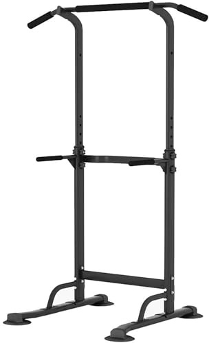 sogesfurniture Power Tower, Dip Station, multifunktionale Kraftstation Kraftturm Trainingsgerät mit Klimmzugstange, höhenverstellbar von 165-210cm