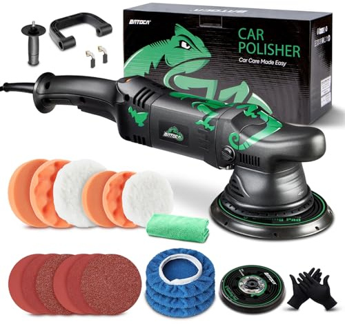 BATOCA 2026 T1 Exzenter Poliermaschine Orbital 15mm,1100W Polier Set | 125mm/150mm Rückwand Poliergerät,Schleifer,Puffer Wachsmaschine,2500-5500RPM,Autolackpflege Reparatur von Lackkratzern