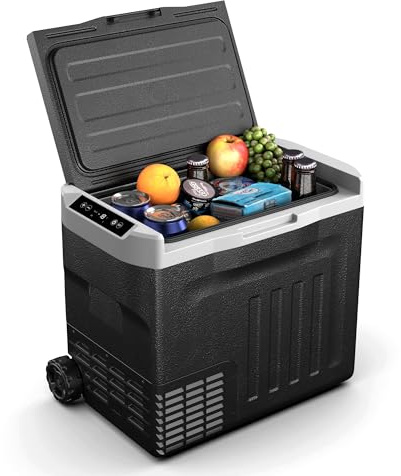 Klarstein PolarForce 40-Liter- Kühlbox – Elektrische Kompressor-Kühlbox mit LCD-Bedienfeld, -20°C bis 20°C, Dual Power (12V/230V), ECO-Modus, Ideal für Camping und Road-Trips, Gefrierbox