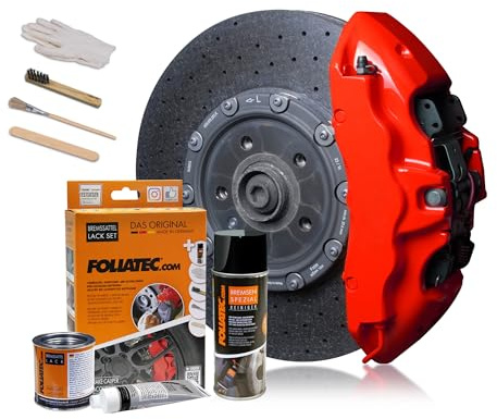 Foliatec Bremssattel Lack Set, Hitzebeständig, Komplettsatz für 4 Bremssättel, performance red, 7-teiliges Set