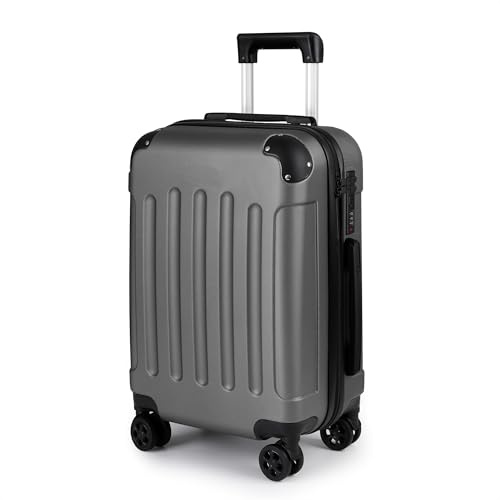 TANTOMI Handgepäck Koffer, 20 Zoll Hartschalenkoffer, Trolley, Leichter ABS-Rollkoffer, Reisekoffer mit 4 Rollen, 3-Stelliges Zahlenschloss (Dunkelgrau, 41L)