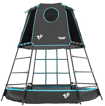 TP Toys Explorer Metal Climbing Frame Black Edition - Outdoor & Garden Den, Adventure Playmat & Cargo Net Entrance Gardens, Outdoor Toys for Kids, Suitable for Kids Aged 3-12 Years