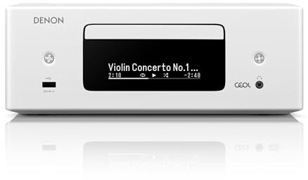 Denon RCD-N12DAB Kompaktanlage, HiFi Verstärker, CD-Player, Internetradio, Musikstreaming, HEOS Multiroom, Bluetooth und WLAN, AirPlay 2, Alexa Kompatibel, 2 Optische TV-Eingänge, DAB+ Radio
