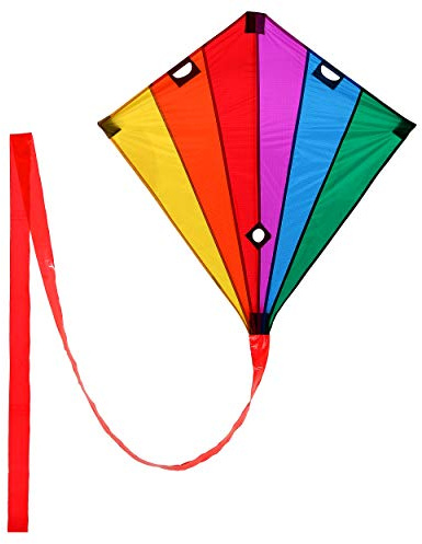 Wolkenstürmer® Racer Lenkdrachen (Rainbow) - Stablenkdrachen inkl. Leinen und Handgriffen - 90x90cm regenbogenfarbener Leichter Einsteigerdrachen