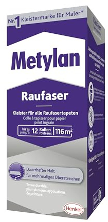 Metylan Raufaser, starker Tapetenkleister für Raufasertapete mit hoher Anfangsklebkraft, langlebiger & korrigierbarer Kleister mit Methylcellulose, 1x720g
