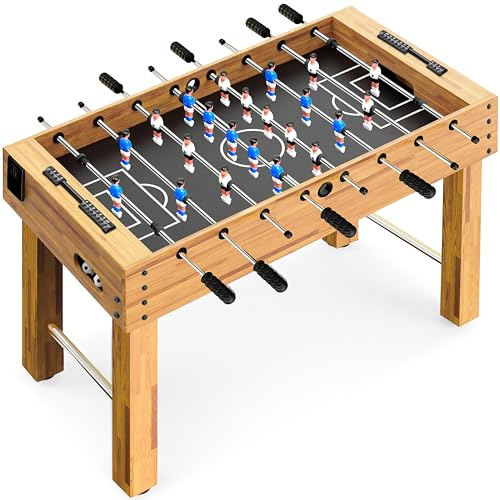 Serenelife Tischkicker Kinder & Erwachsene Höhenverstellbar – Kickertisch mit gewichteten Kickers – Tischfussball mit 6 Bälle – Robuster Fußball mit eingebauten Getränkehalter für Heim- & Spielzimmer