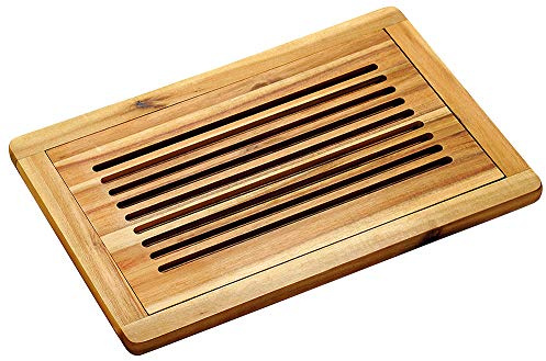 KESPER 28105 Brot-Schneidebrett mit abnehmbarem Schneiderost aus Akazienholz 47,5 x 32 x 2 cm