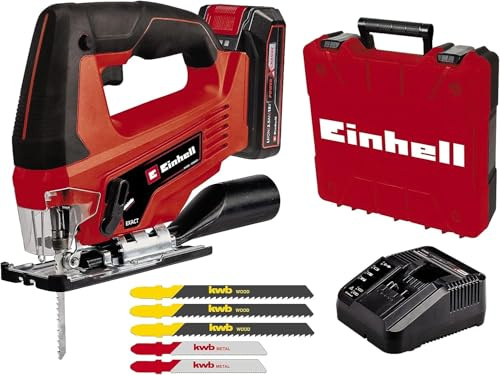 Einhell Akku-Stichsäge TC-JS 18 Li (1x2,5 Ah) Power X-Change (Li-Ion, 18 V, Pendelhubfunktion, Absaugadapter, inkl. 1x 2,5 Ah Akku, Ladegerät und Koffer)