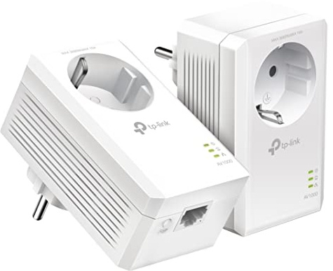 TP-Link Powerline Adapter Set TL-PA7017P KIT(1000Mbit/s, mit Steckdose, Gigabit-Port, Plug&Play, Kompatibel mit allen HomePlug AV/AV2 Powerline Adaptern, Ideal für Media-Streaming)