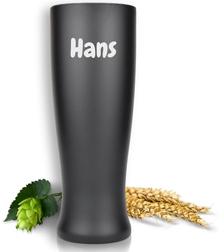 Milu® Weißbierglas mit Gravur 500ml personalisiert - Ostergeschenke für Frauen & Männer I Geschenk Ideen Papa, Mama, Freund, Freundin, Geschenkideen zum Vatertag Muttertag, Geschenke (Schwarz)