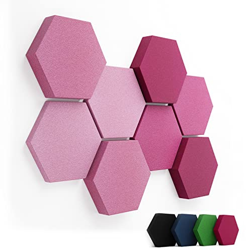 FENNEXT® Schallabsorber Akustikpaneele [8 Stk.] für spürbar reduzierte Geräusche I Modernes Akustikbild aus Hexagon Akustikplatten I Unbedenkliche Wand Paneele hergestellt in der EU I 3D Panels