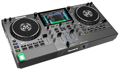 Numark Mixstream Pro Go Tragbarer DJ-Controller mit Akku, Mixer mit Stem-Trennung, Lautsprecher, WLAN-Streaming, Touchscreen, kompatibel mit Serato DJ