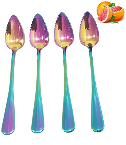 Choary Grapefruit-Löffel, bunt, 16,5 cm, Metall, Edelstahl, für Dessert, Obst und Salat, 4 Stück
