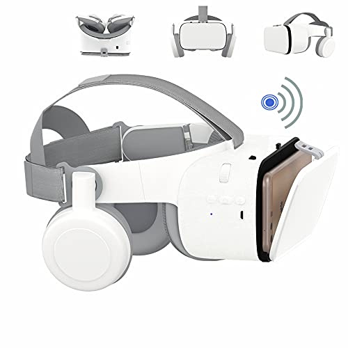 VR-Brille für Handys, Bluetooth VR Headset für iPhone/Samsung Telefon, 3D Virtual Reality Brille mit drahtloser Fernbedienung, VR Brille für Filme & Spiele Kompatibel für Android/iOS Handys (Weiß)