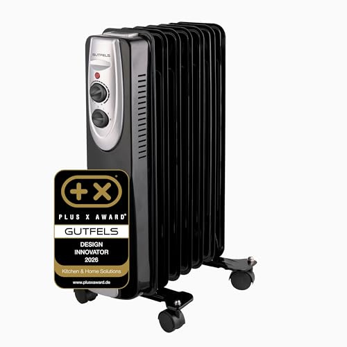 Gutfels HR 32007 sw Öl-Radiator | 3 Heizstufen | 7 Rippen | 1500 Watt Leistung | Schwarz