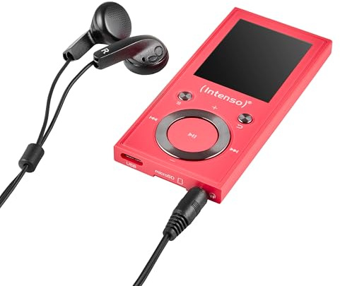 Intenso Video Scooter BT MP3 Player mit Bluetooth 5.0, 1,8 Zoll Farbdisplay, 16 GB microSD, USB-C, bis zu 18h Akku, Kopfhörer inklusive, Pink