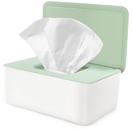 Vonsera Box für Feuchttücher, Feuchttücher Box mit Deckel, Nachfüllbare Feuchtes Toilettenpapier Box für Baby, Feuchttuchspender Baby für Zuhause und Büro (Grün)