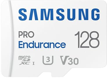 Samsung PRO Endurance microSDXC 128 GB UHS-I U3 V30 Class 10 Speicherkarte mit SD-Adapter, Weiß