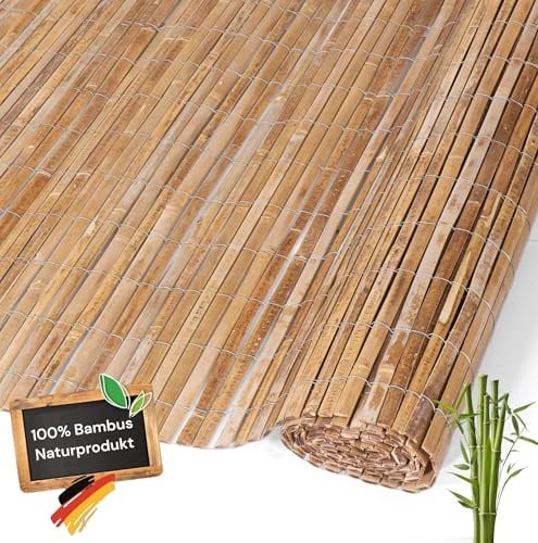 Coradoma Bambusmatte Sichtschutz 160x500cm Sichtschutzmatte aus karbonisiertem Bambus für Balkon, Garten und Terrasse | natürlicher Zaun Sichtschutz Balkonsichtschutz Lärmschutz Windschutz