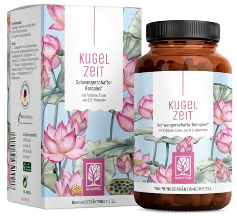 NATURTREU® Schwangerschaftsvitamine - Komplex für alle Trimester mit Folsäure als Folat, Chrom, Eisen, Jod & 7 Vitamine Vegan - Unterstützung in der Schwangerschaft