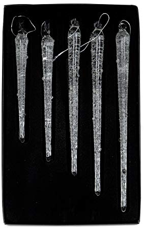 5X Deko Anhänger Eiszapfen Glas 10x18cm Winterdeko Weihnachtsdeko Baumschmuck Weihnachtsanhänger